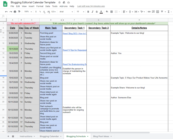 Creating a Blog Editorial Calendar